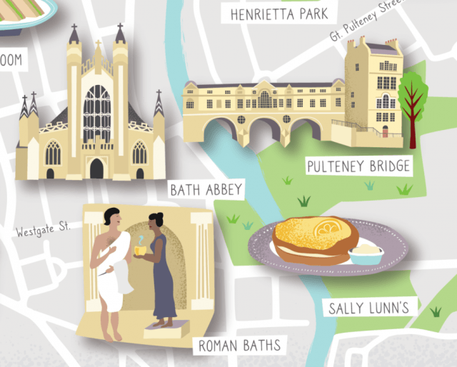 Illustrated map of Bath