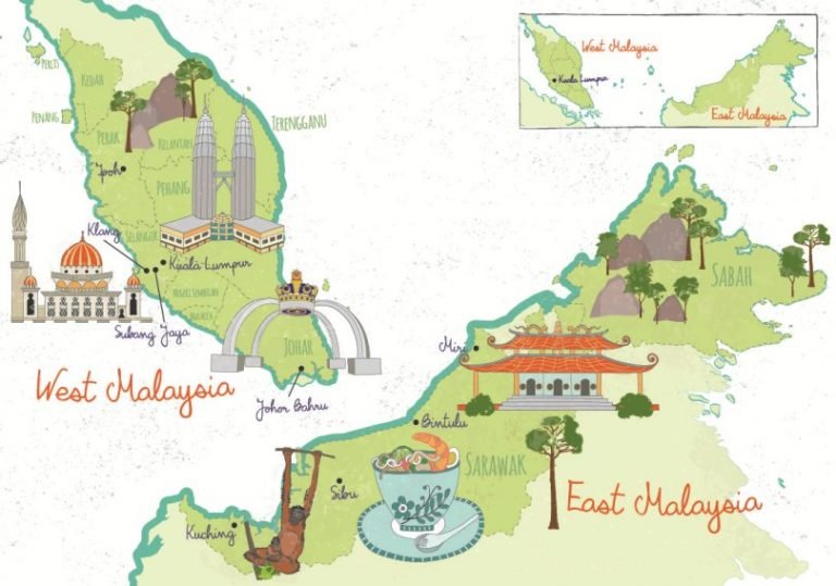 Illustrated Tourist Map of Malaysia Bek Cruddace Illustration