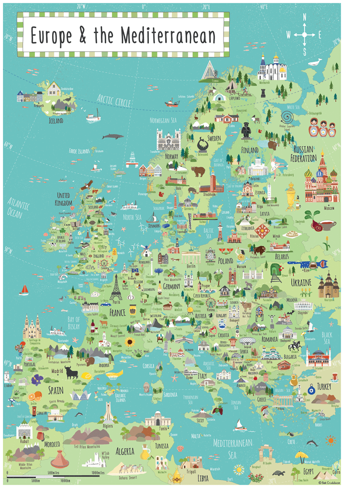 illustrated map Europe