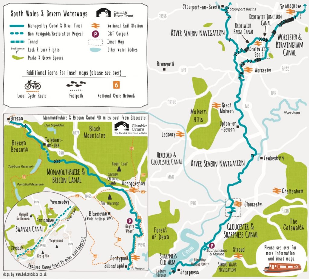 Canal network maps south wales, Severn