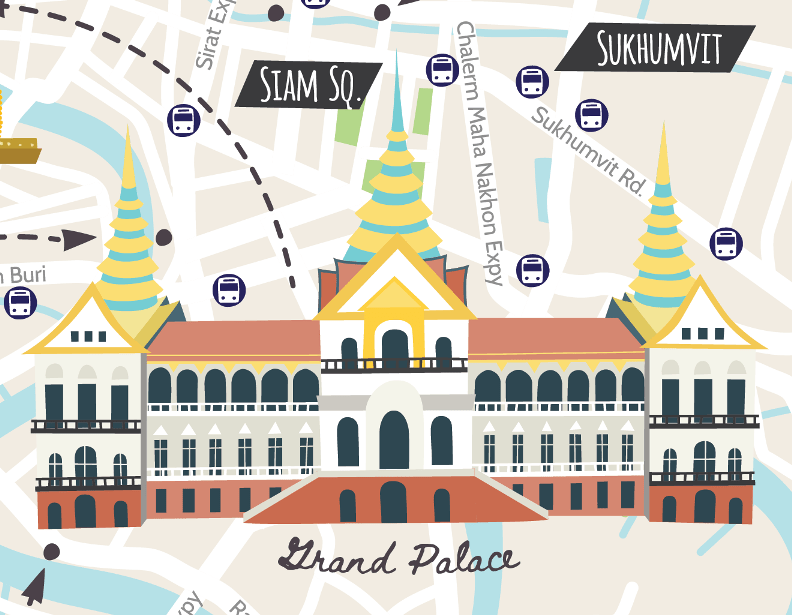 Illustrated map of Bangkok