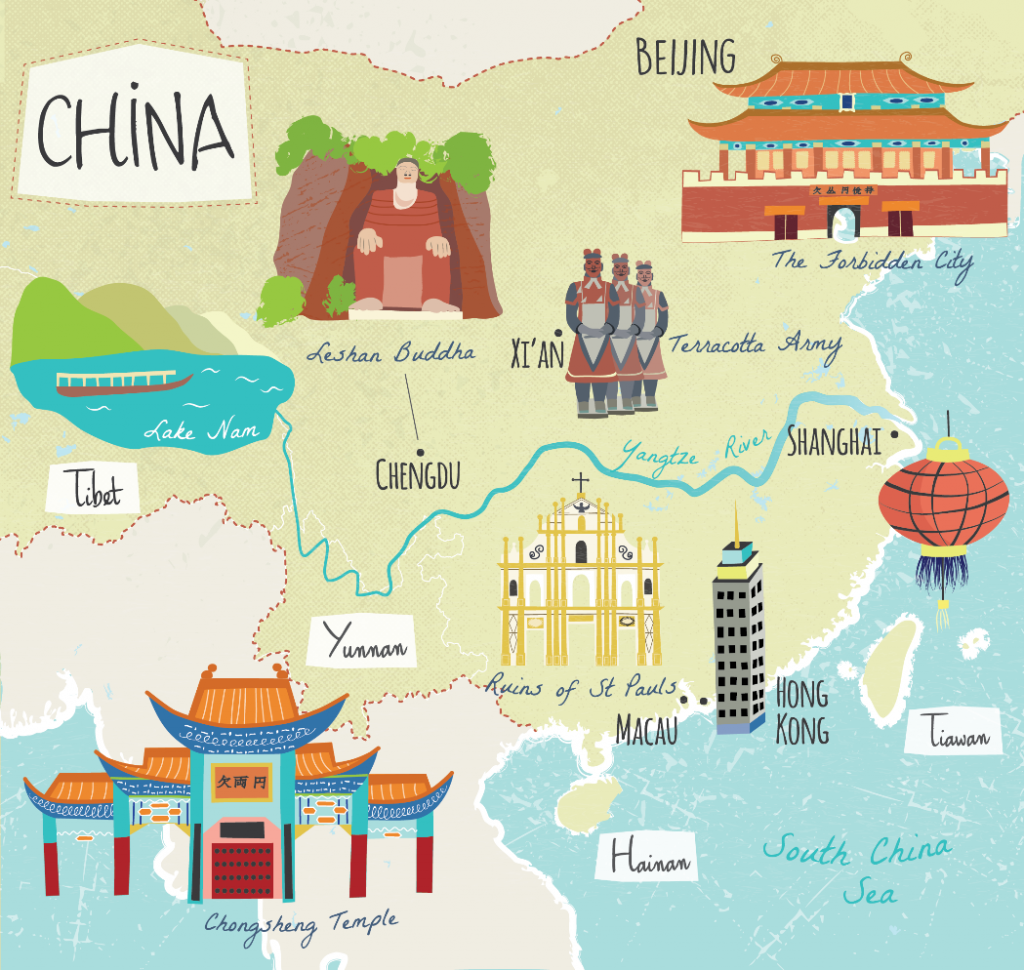 Illustrated map of China