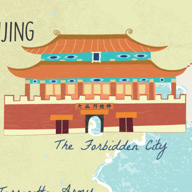 Illustrated map of China Bejing