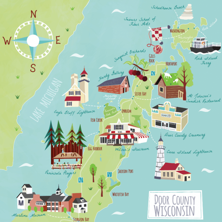 Lands End marketing map Bek Cruddace Illustration