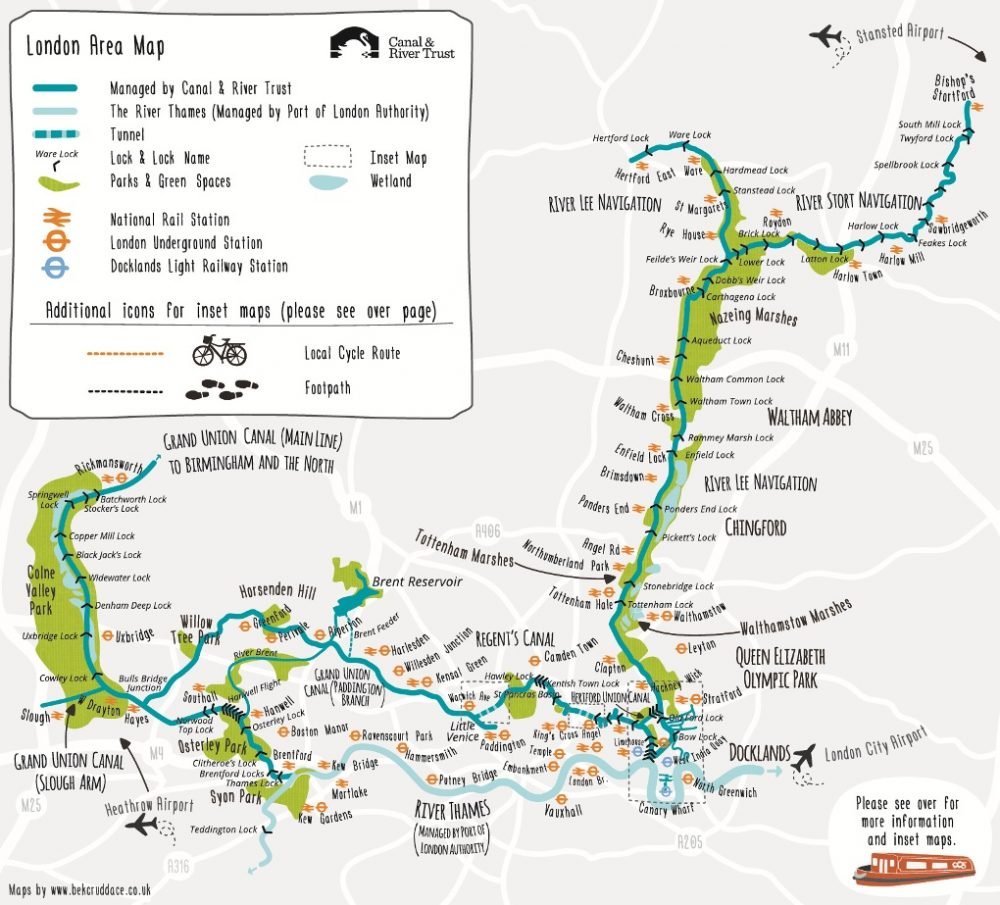 Illustrated London canal network map