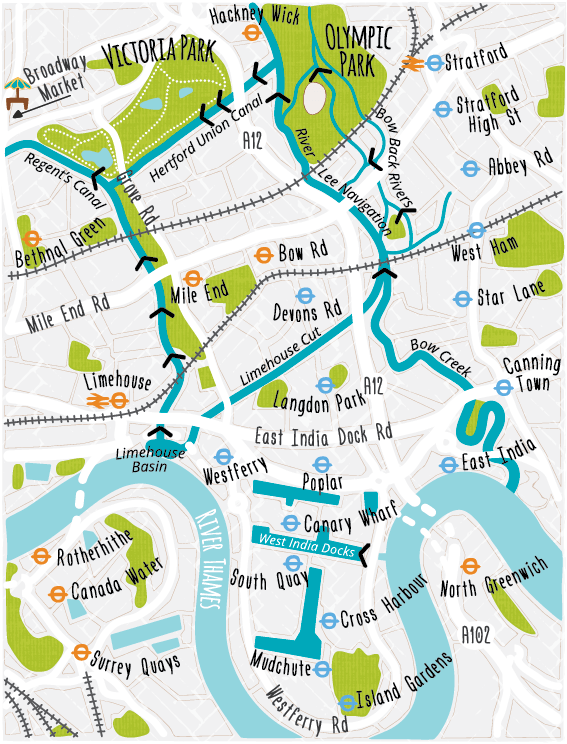 London map docklands Waterways