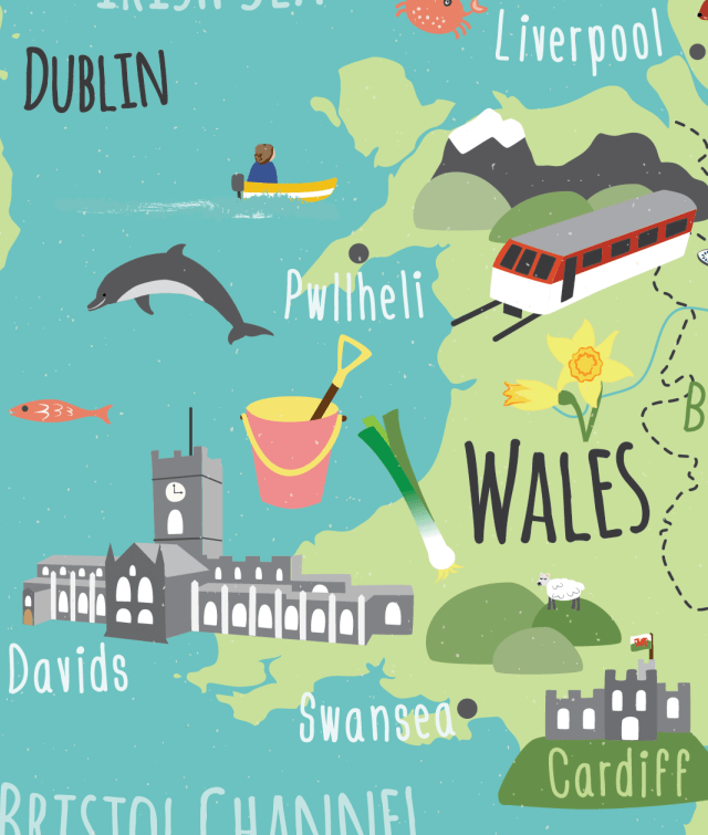 children's UK map wales detail