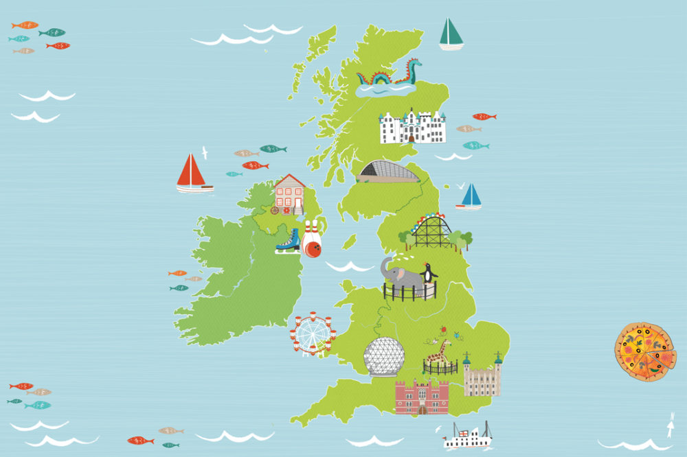 illustrated map of Great Britain Tesco Uk Map