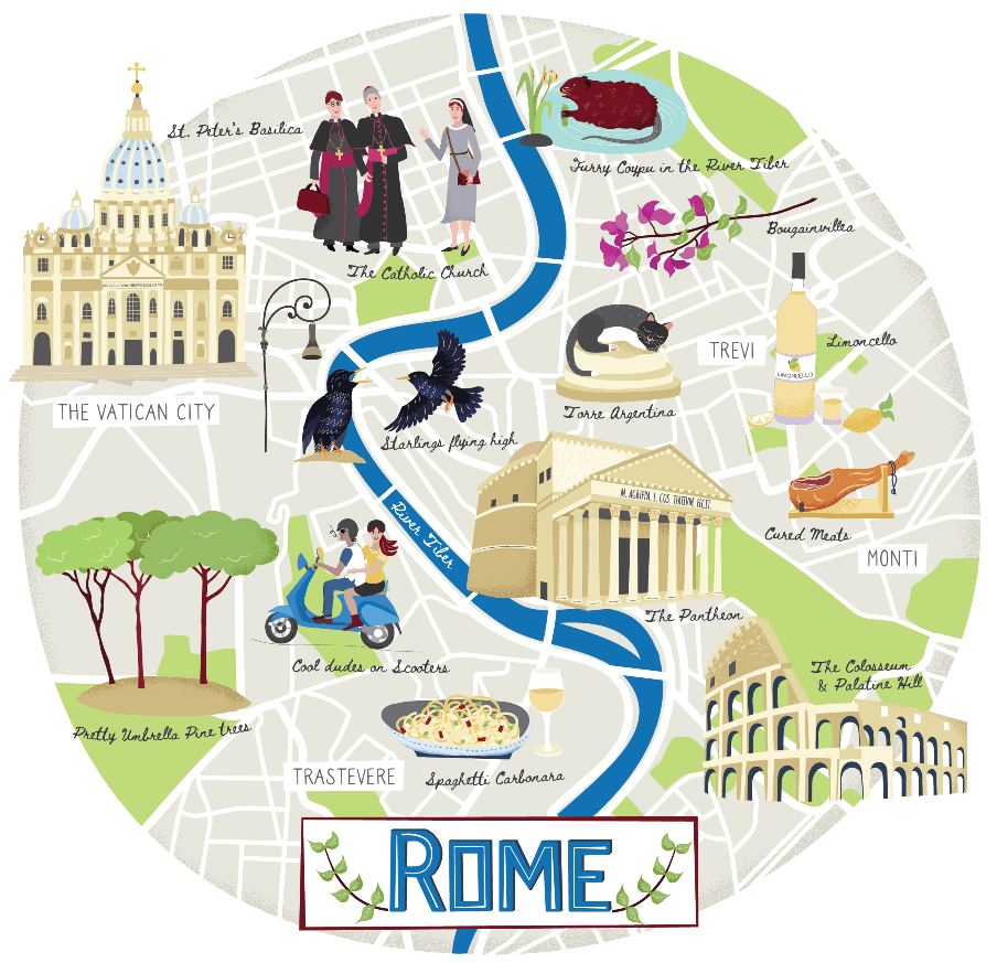 Illustrate map of Rome