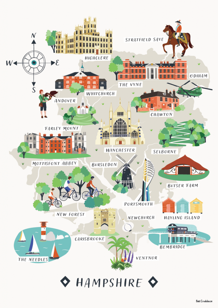 Hampshire map print