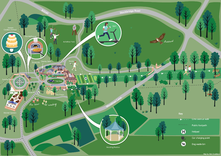 Lainston house Hotel grounds Map