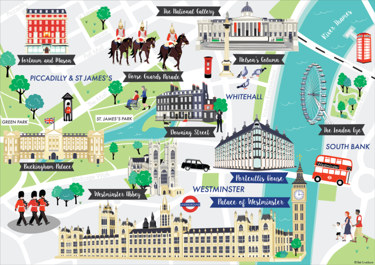 Whitminster Map Westminster Map - Bek Cruddace Illustration