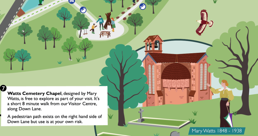 Detail from Watts Gallery Map by Bek Cruddace