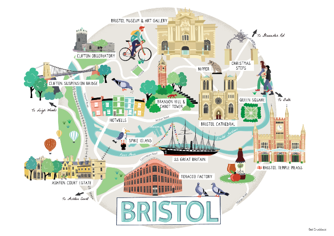 illustrated map bristol