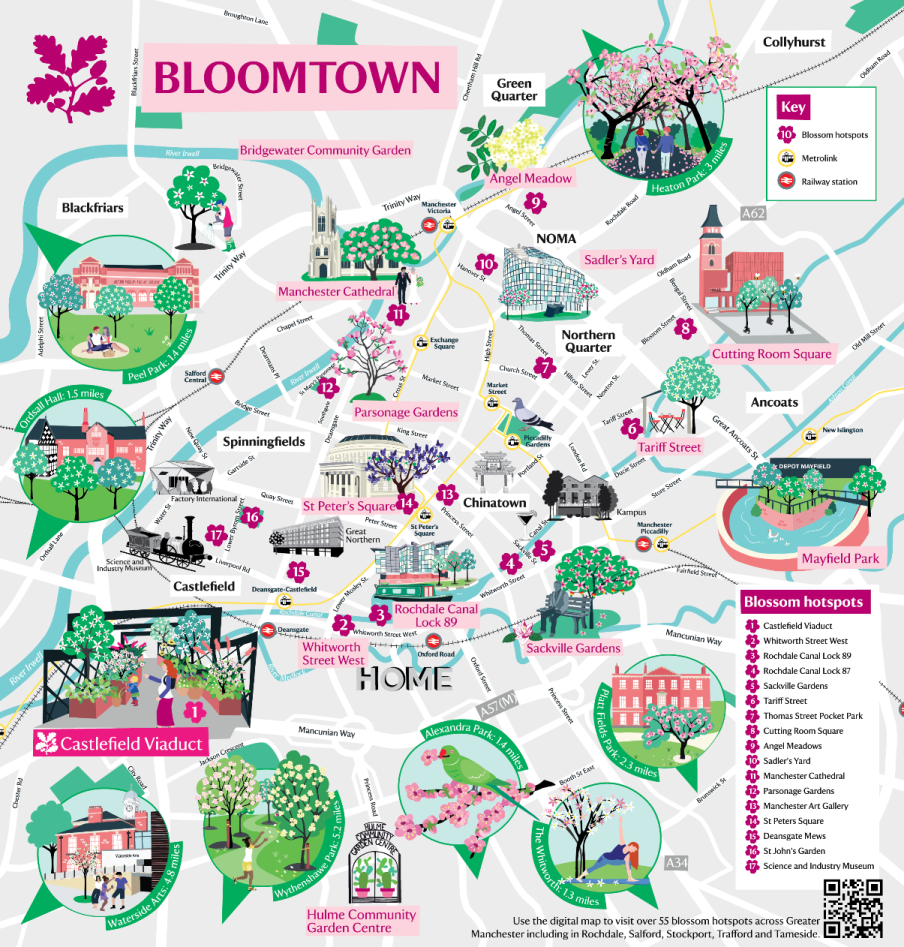 Blossomwatch map Manchester 2026